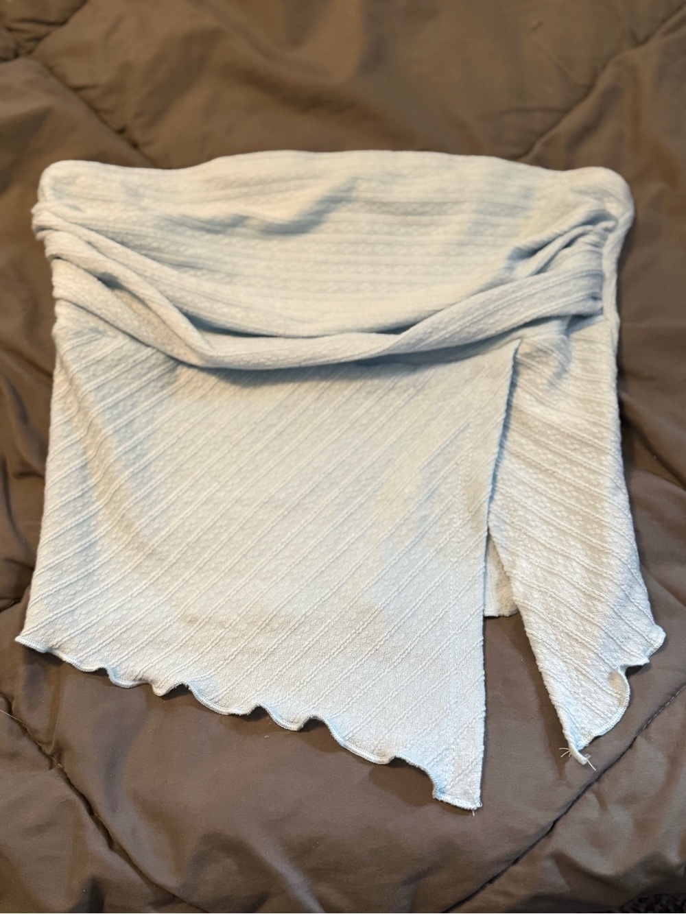 SHEIN Light Blue Off-Shoulder Ribbed Crop Top